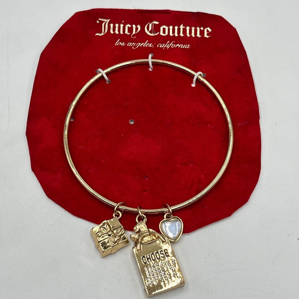 Juicy‎ Couture 2000's Vintage Juicy Three Charm Bangle Bracelet New